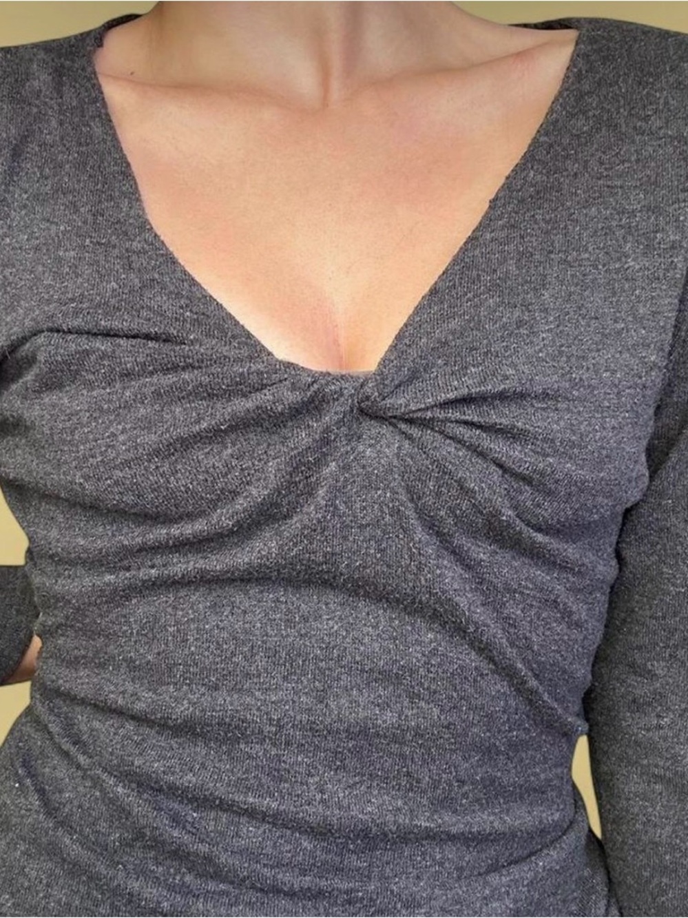 Vintage Banana Republic Charcoal Grey Twist-Front Knit Top